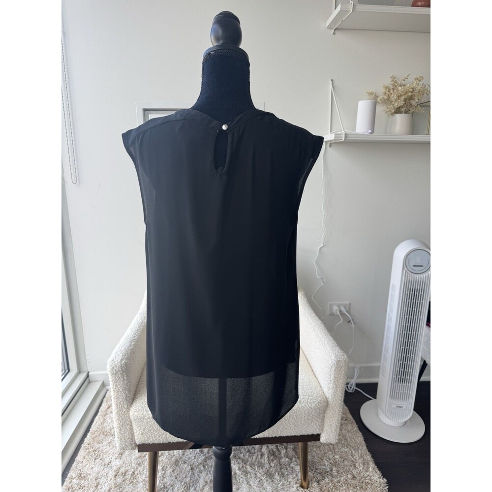 Cece Black Keyhole Neck Sleeveless Tank Size Medium - Picture 2 of 4